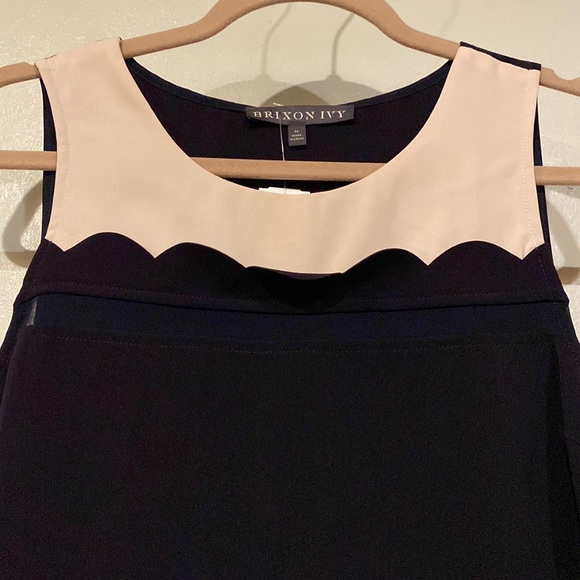 Brixon Ivy Navy Blue/Blush Pink Scalloped Edge Sleeveless Blouse-Size M-NWT! - Picture 3 of 8